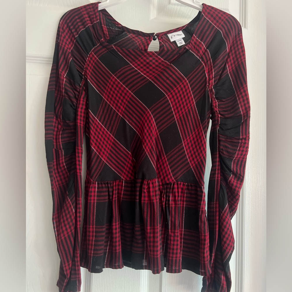 Girls Red Plaid Top